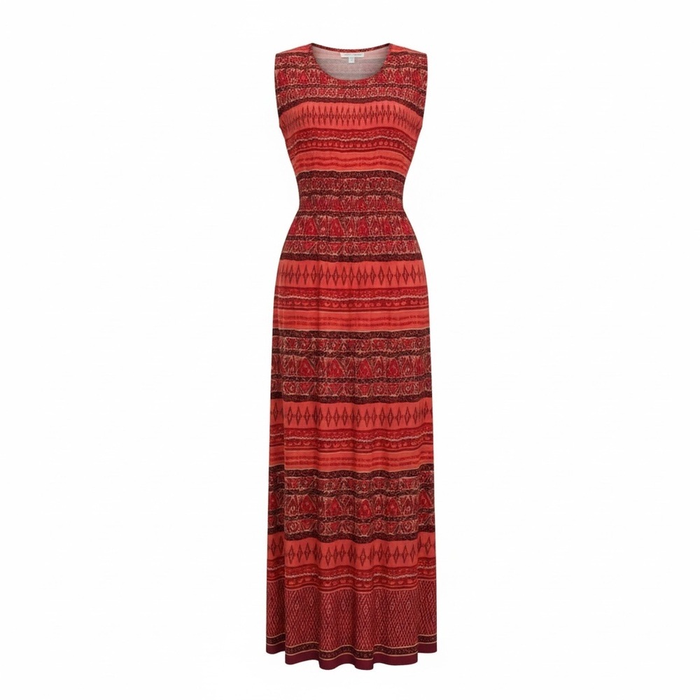 🛍️ Madisonleigh Red,maroon, white sleeveless dress with open skirt with buttons